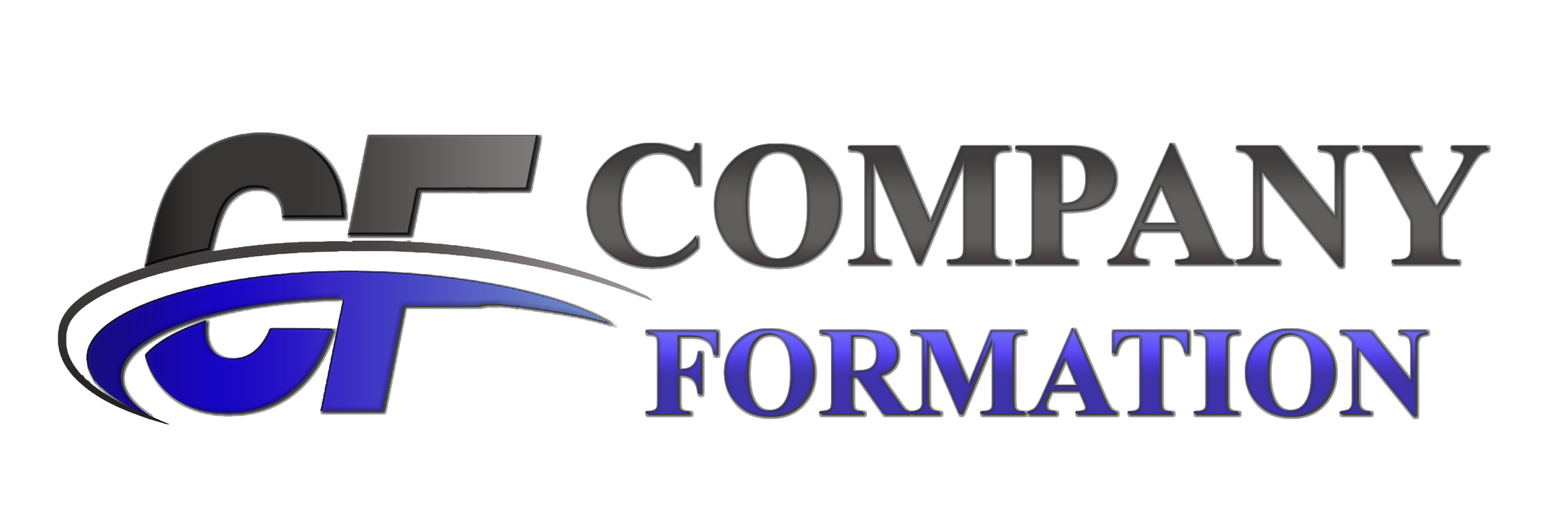Logo for GF Company Formation featuring a stylized G/F with a blue swoosh and curved gray arc around it.
