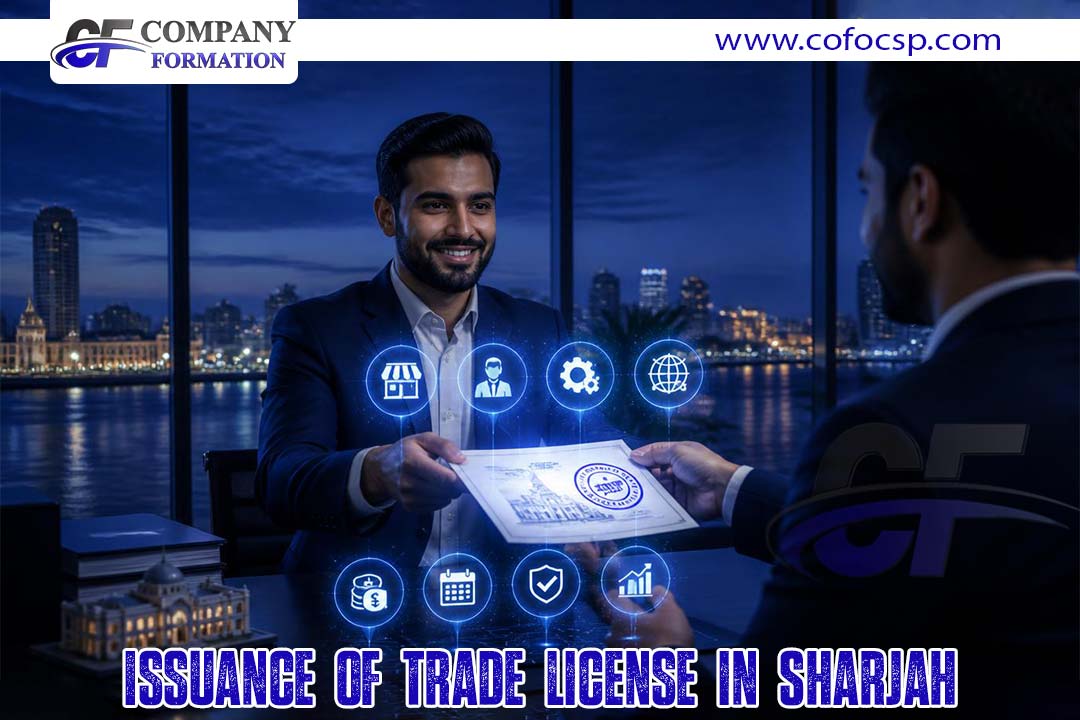 Issuance of trade license in Sharjah.